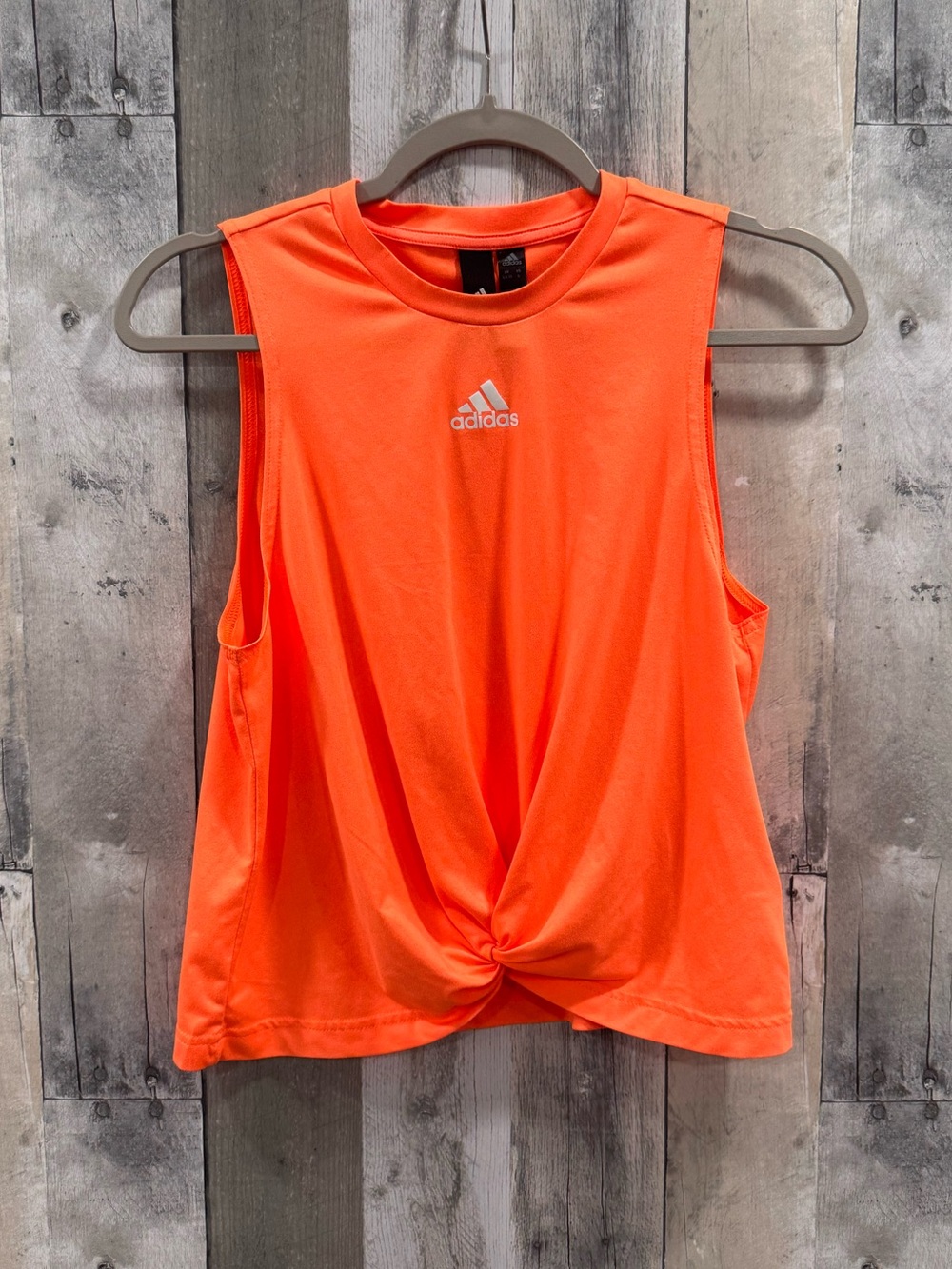 Adidas Twist Front Neon Orange Sleeveless Tank Top Sz. S